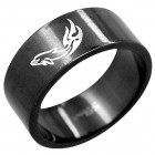 Surgical Steel Ring, black, dolphin. In mehreren Grössen erhältlich.