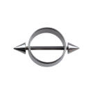 Brustpiercing aus 316L Chirurgenstahl in drei Gr&ouml;&szlig;en mit kleinen Spikes