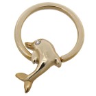 9 Karat Gold Nipple Piercing Ring Delfin mit klarem Kristall-Auge