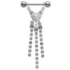 Brustwarzenpiercing aus Sterling Silber mit Kesselkette - Herz