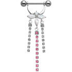 Brustwarzenpiercing aus Sterling Silber mit Kesselkette - Bl&uuml;te