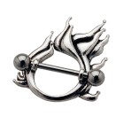 Brustwarzenpiercing aus 925 Sterling Silber mit Flammen