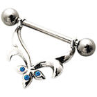 Brustwarzenpiercing aus 925 Sterling Silber mit Ornament Bl&uuml;te