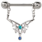 Brustwarzenpiercing aus 925 Sterling Silber Ornament-Anhang mit 2 Kristallen