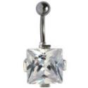 Bauchnabelpiercing quadratischer Queen Size Zirkonia 1.6x6mm / 1.6x8mm / 1.6x10mm / 1.6x12mm / 1.6x14mm