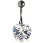 Bauchnabelpiercing herzf&ouml;rmiger Queen Size Zirkonia 1.6x6mm / 1.6x8mm / 1.6x10mm / 1.6x12mm / 1.6x14mm