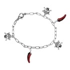 Bettelarmband aus 925 Sterling Silber mit Anhängern - Toternkopf und Chilischote