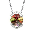 Kette und Anhänger aus 925 Sterling Silber mit einem Multicolor-Kristall