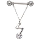 Perfect elegance - nipple piercing with rotating crystal 06