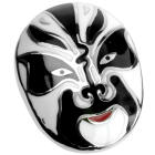 Edelstahl Anh&auml;nger Chinesische Maske Schwarz Wei&szlig; &ndash; Klassisches Design emailliert