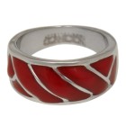 Ring aus Edelstahl mit roter Acryl-Auflage