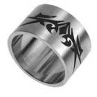 Steel ring matted with tribal motif 090