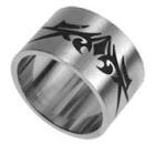 Stahlring mattiert mit Tribal Motiv 090