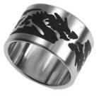 Stahlring mit schwarzem Drachen Motiv 091